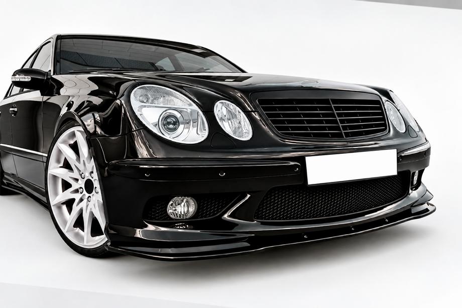 Mercedes E-class W211 2002–2009 Přední lip spoiler DPT (pro AMG, 2002-2006, lesklá černá) Image