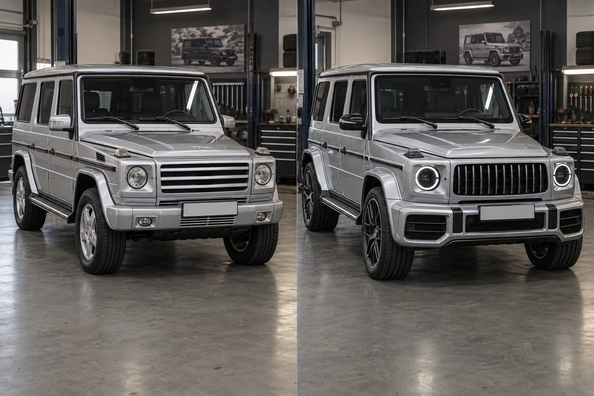 Mercedes G-Class W463 ve stylu G63 2018+: co lze osadit – nárazníky, světla, zrcátka