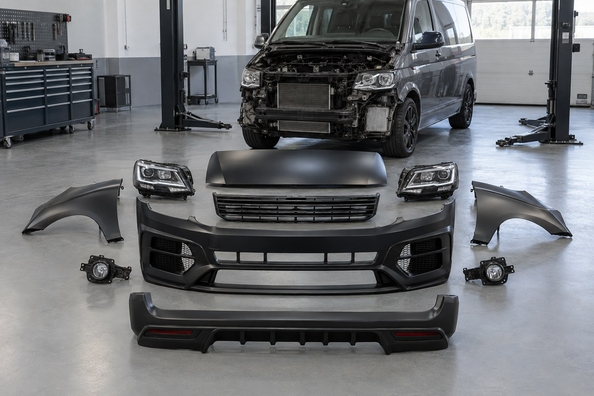 Volkswagen T5 a T6 ve stylu T6.1: facelift dodávky – Sportline, OEM nebo R, co je v sadě Fotografie 1