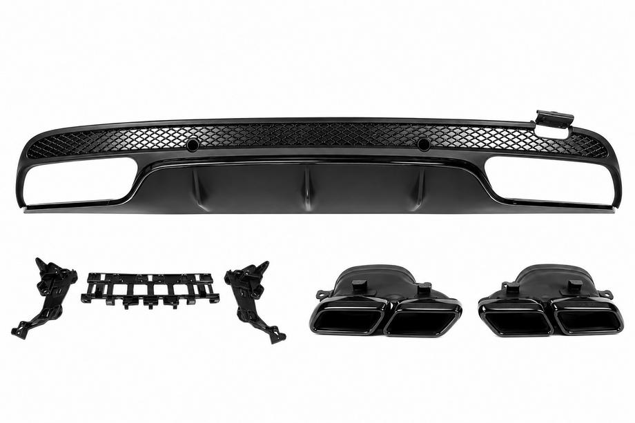 Mercedes C-Class W205 2014–2021 Zadní difuzor s koncovkami výfuku Black (design C63 2014-2018) Fotografie 1