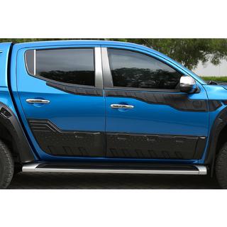 Nerezové lišty sloupků dveří (6 ks) Mitsubishi L200 2006–2015 fotografie 1
