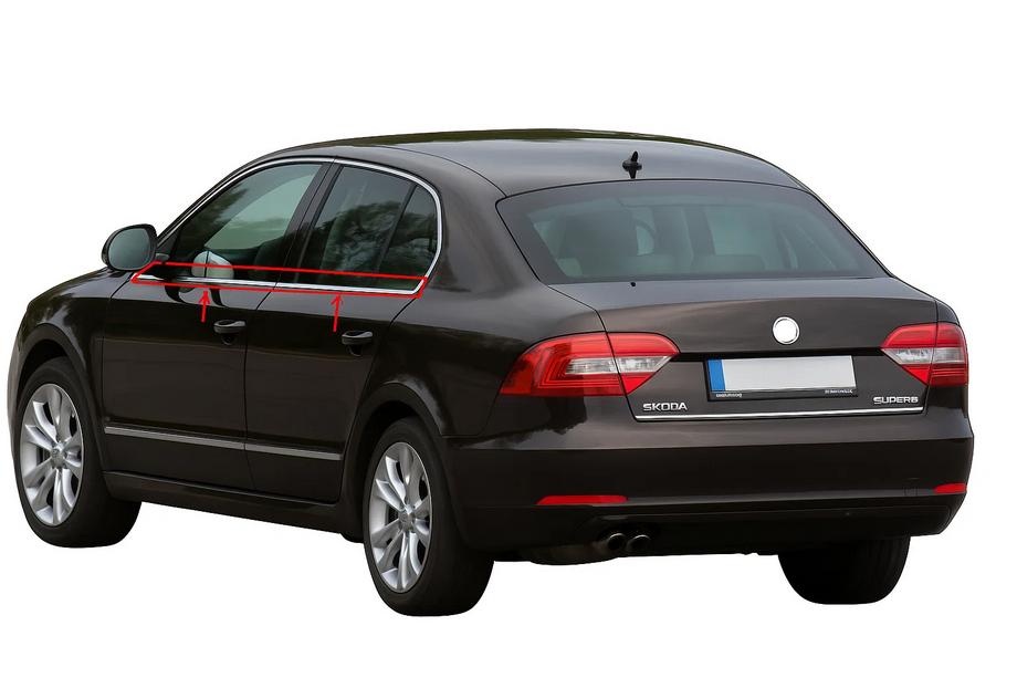 Skoda Superb 2009–2015 Okenní lišty (4 ks, nerez) Image