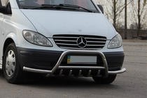 Mercedes Viano 2004–2014 Přední ochranný rám WT003-Plus s přídavnými trubkami (nerez) fotografie 2