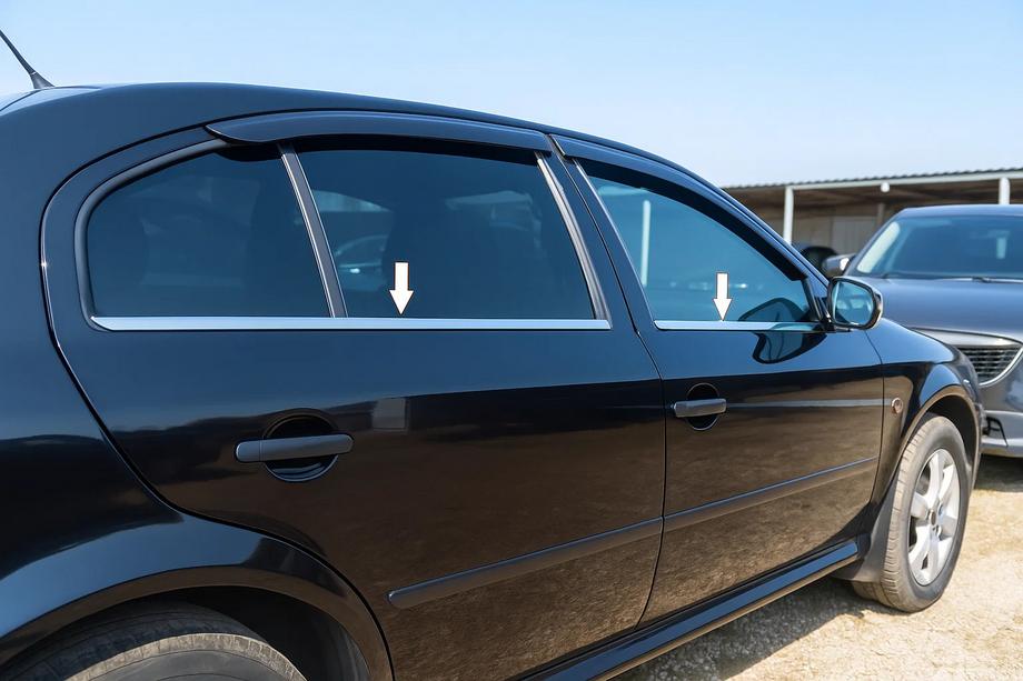Skoda Octavia II A5 2006–2010 Okenní lišty (4 ks, nerez) Fotografie 1
