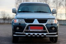 Mitsubishi Pajero Sport 1996–2007 Přední ochranný rám ST015↗WT (nerez) fotografie 2