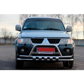 Přední ochranný rám ST015↗WT (nerez) Mitsubishi Pajero Sport 1996–2007 fotografie 2