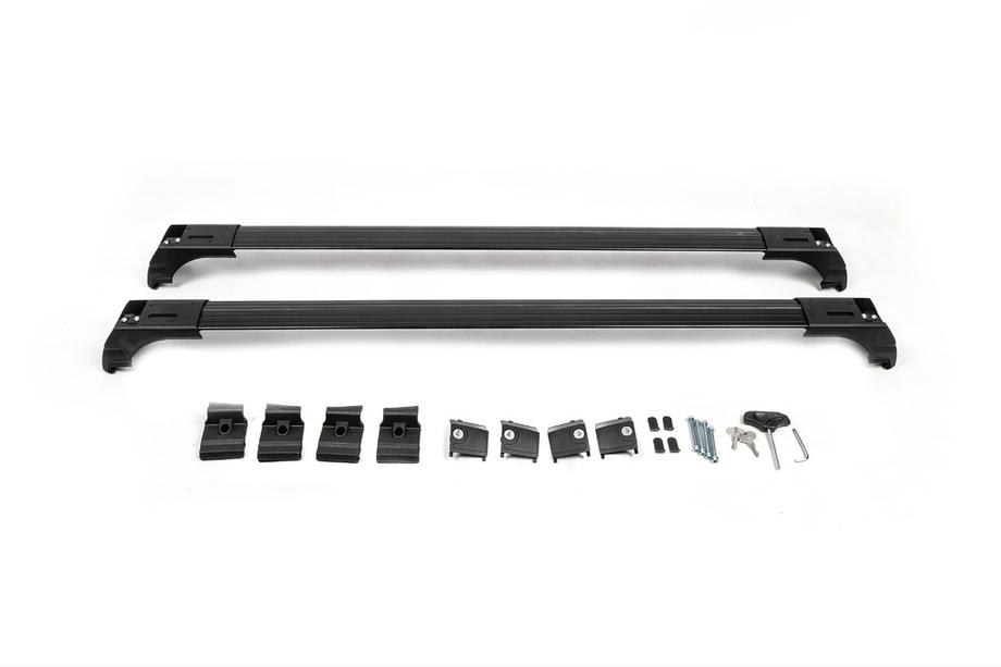 Příčníky na integrované střešní ližiny, uzamykatelné Skybar V2 (2 ks) do 120 cm, černé Fotografie 8