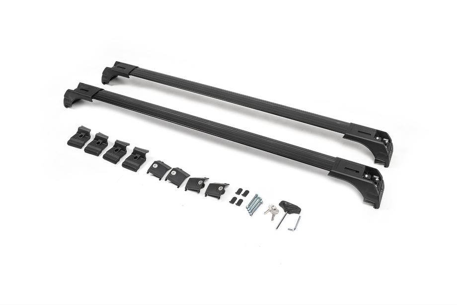 Příčníky na integrované střešní ližiny, uzamykatelné Skybar V2 (2 ks) do 120 cm, černé Fotografie 4