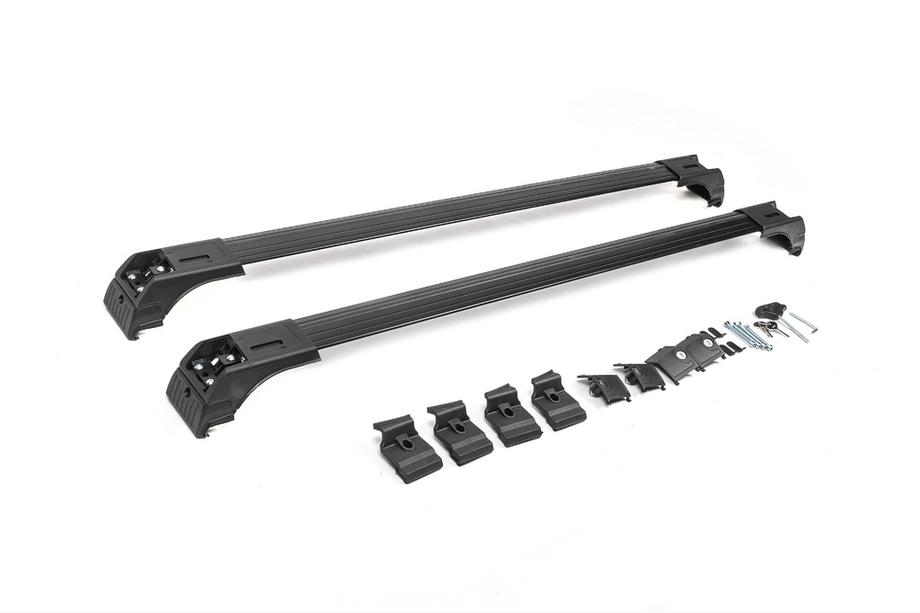 Příčníky na integrované střešní ližiny, uzamykatelné Skybar V2 (2 ks) do 120 cm, černé Fotografie 9