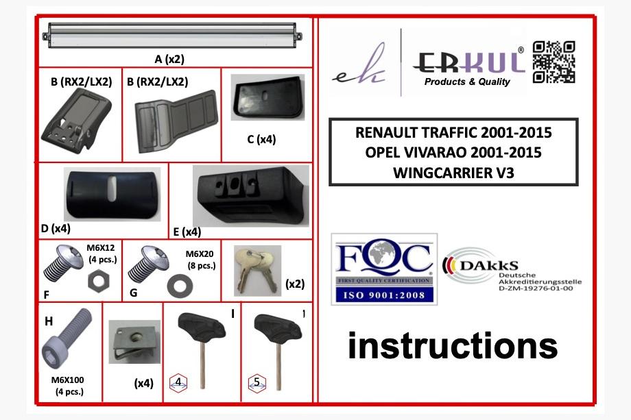 Renault Trafic 2001–2015 Příčníky do originálních upevňovacích bodů, uzamykatelné (2 ks) Šedá Fotografie 5