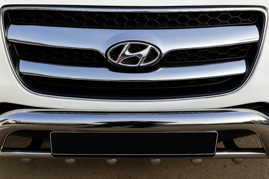 Hyundai Santa Fe 2 2006–2012 Chromované lišty na masku chladiče (2006-2010, 2 ks, nerez) Image