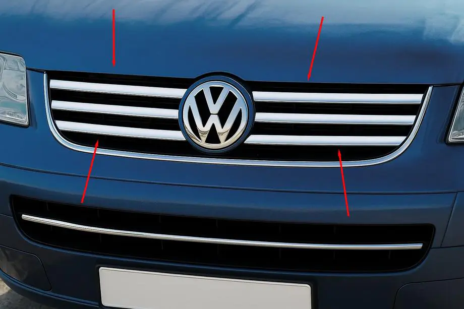 Volkswagen T5 Multivan 2003–2010 Nerezové lišty na masku chladiče (6 ks) Image