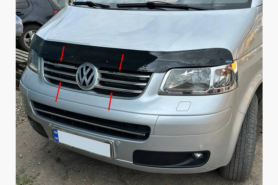 Volkswagen T5 Caravelle 2004–2010 Nerezové lišty na masku chladiče (6 ks) Image