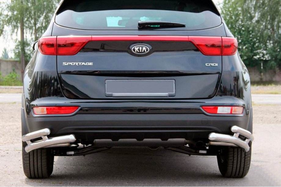 Kia Sportage 2015–2021 Zadní ochranné rohy dvojité AK003-подвійний (nerez) Image