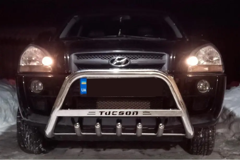Hyundai Tucson JM 2004– Přední ochranný rám WT004 (nerez) Fotografie 3