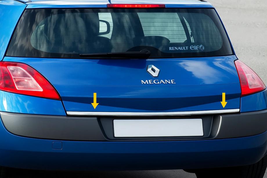 Renault Megane II 2004–2009 Nerezová lišta na hranu víka kufru Fotografie 2