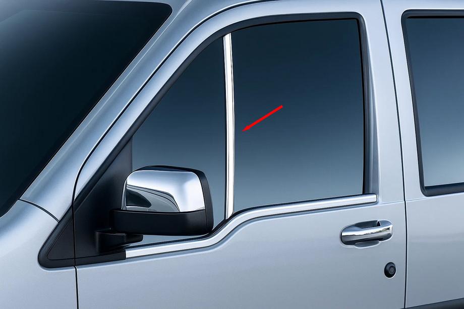 Ford Connect 2006–2009 Svislá lišta na trojúhelníkové okénko (2 ks, nerez) Carmos - turecká ocel Image