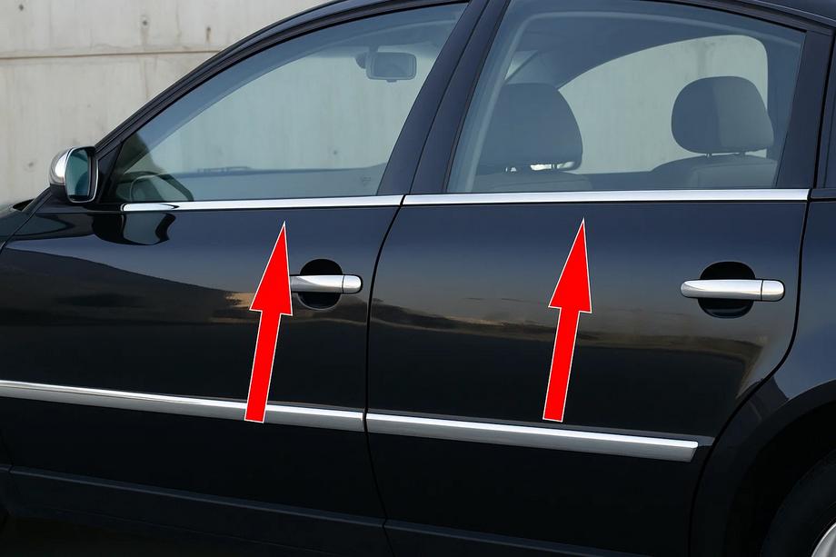 Volkswagen Passat B5 1997–2005 Vnější okenní lišty (4 ks, nerez) Image