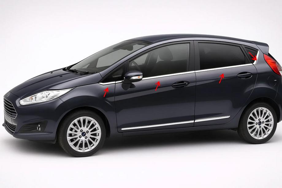 Ford Fiesta 2008–2017 Okenní lišty (8 ks, nerez) Image