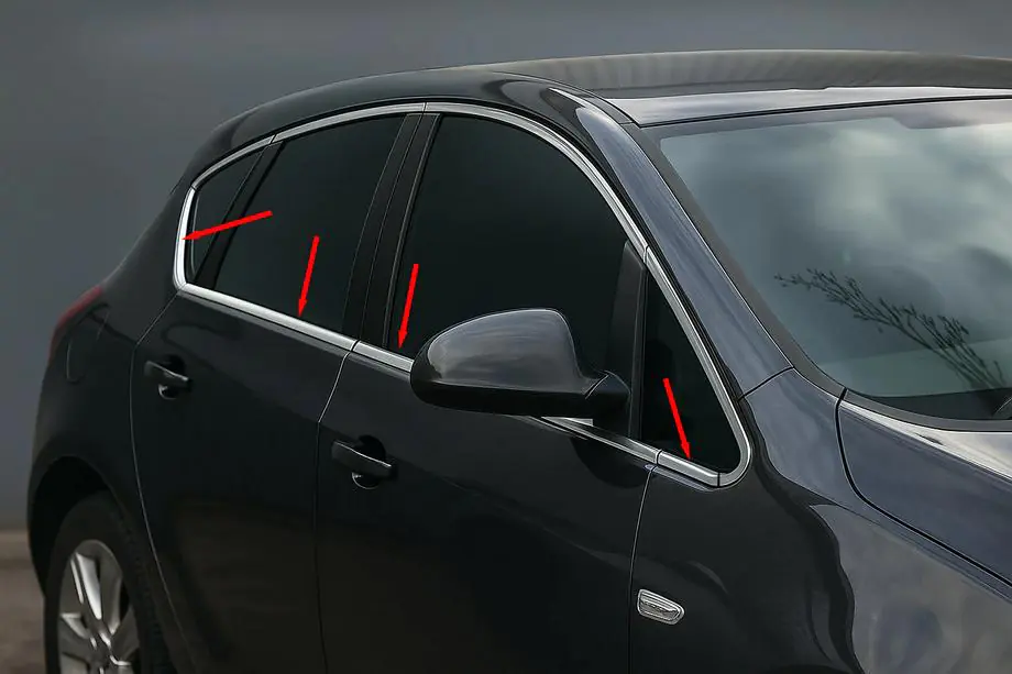 Opel Astra J 2009–2015 Spodní lišty oken (Hatchback, 8 ks, nerez) Image