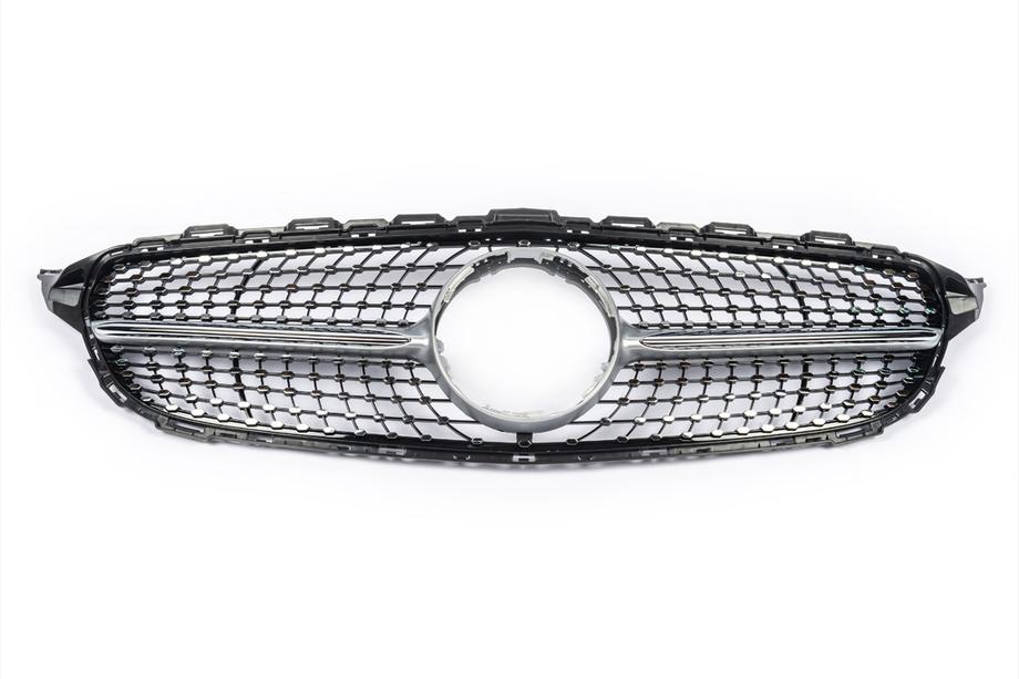 Mercedes C-Class W205 2014–2021 Přední maska chladiče Diamond Silver (pro Avantgarde/AMG-Line/C43 AMG) Fotografie 10