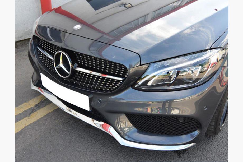 Mercedes C-Class W205 2014–2021 Přední maska chladiče Diamond Silver (pro Avantgarde/AMG-Line/C43 AMG) Fotografie 16