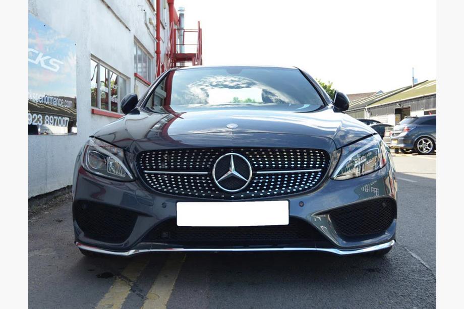Mercedes C-Class W205 2014–2021 Přední maska chladiče Diamond Silver (pro Avantgarde/AMG-Line/C43 AMG) Fotografie 19