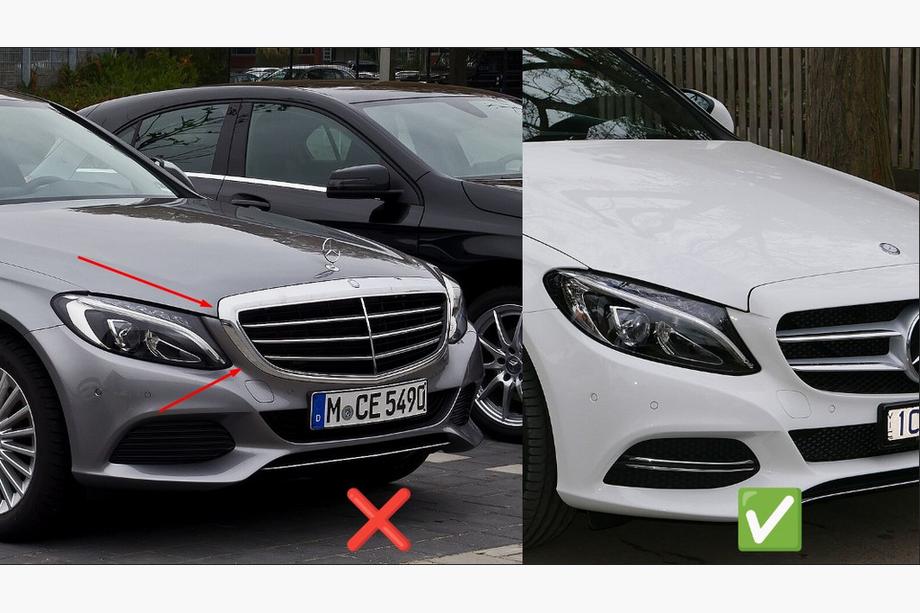 Mercedes C-Class W205 2014–2021 Přední maska chladiče Diamond Silver (pro Avantgarde/AMG-Line/C43 AMG) Fotografie 6