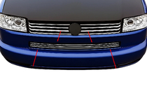 Volkswagen T4 Caravelle/Multivan 1990–2003 Nerezové kryty mřížky v nárazníku – rovná kapota (3 ks) fotografie 1