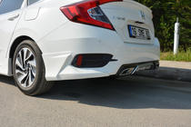 Honda Civic Sedan X 2016–2021 Rohové nástavce na zadní nárazník (k lakování) fotografie 1
