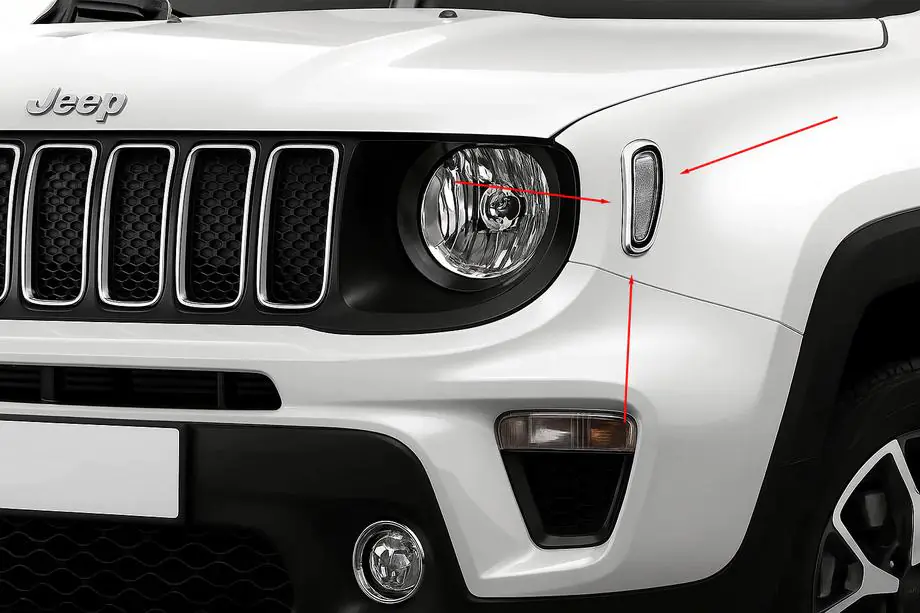 Jeep Renegade 2014– Chromové kryty bočních směrovek (2 ks, nerez) Image