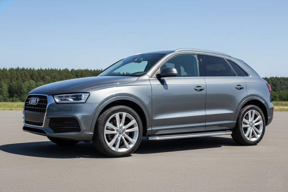 Audi Q3 2011–2019 Boční prahy Maydos V2 (2 ks, hliník ↗ nerez) Image