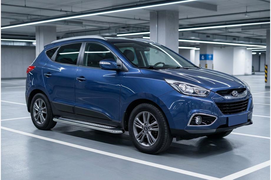 Hyundai IX-35 2010–2015 Boční prahy Maydos V2 (2 ks, hliník ↗ nerez) Image