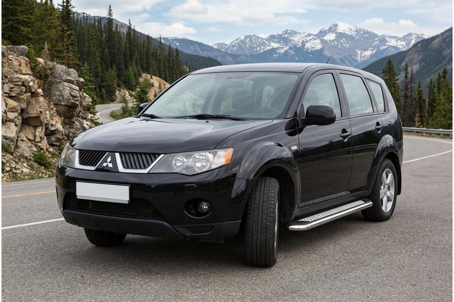 Mitsubishi Outlander 2006–2012 Boční prahy Maydos V2 (2 ks, hliník ↗ nerez) Image