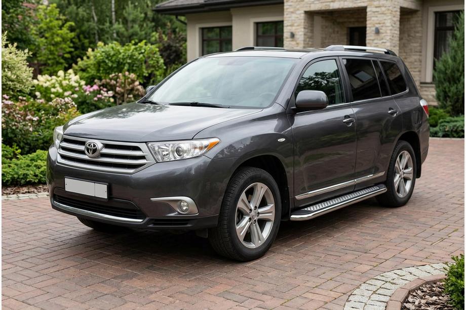 Toyota Highlander 2008–2013 Boční prahy Maydos V2 (2 ks, hliník ↗ nerez) Image