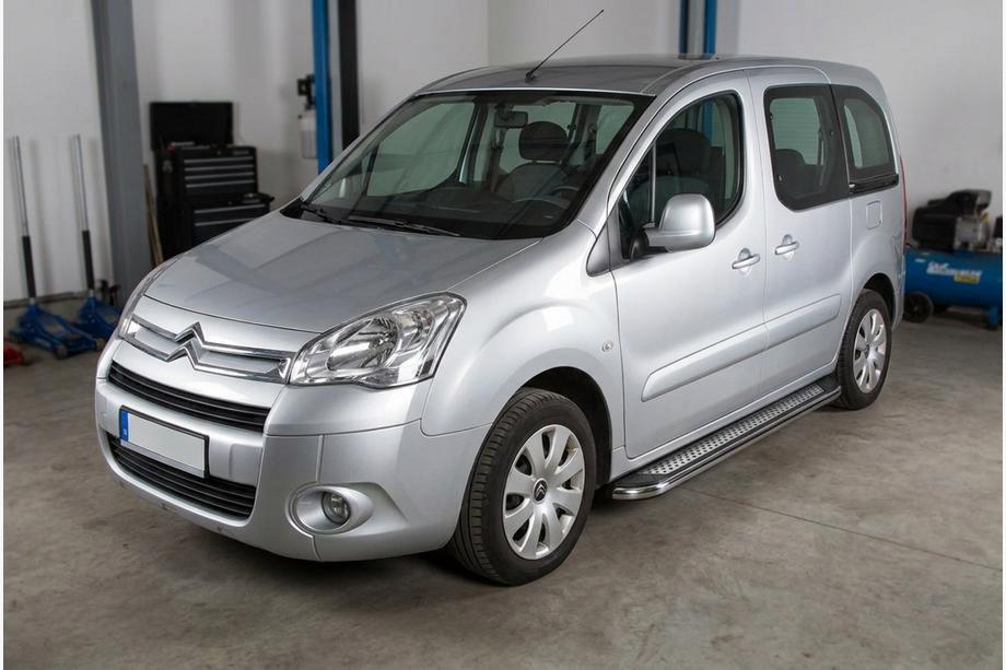 Citroen Berlingo 2008–2018 Boční prahy Maydos V2 (2 ks, hliník ↗ nerez) Image