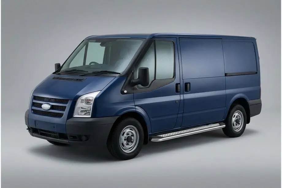 Ford Transit 2000–2014 Boční prahy Maydos V2 (2 ks, hliník ↗ nerez) Image