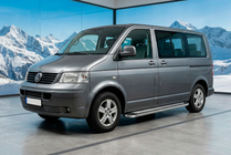 Volkswagen T5 Caravelle 2004–2010 Boční prahy Maydos V2 (2 ks, hliník ↗ nerez) Pouze pro krátký rozvor fotografie 1