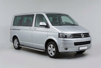 Volkswagen T5 2010–2015 Boční prahy Maydos V2 (2 ks, hliník ↗ nerez) Pouze pro krátký rozvor fotografie 1