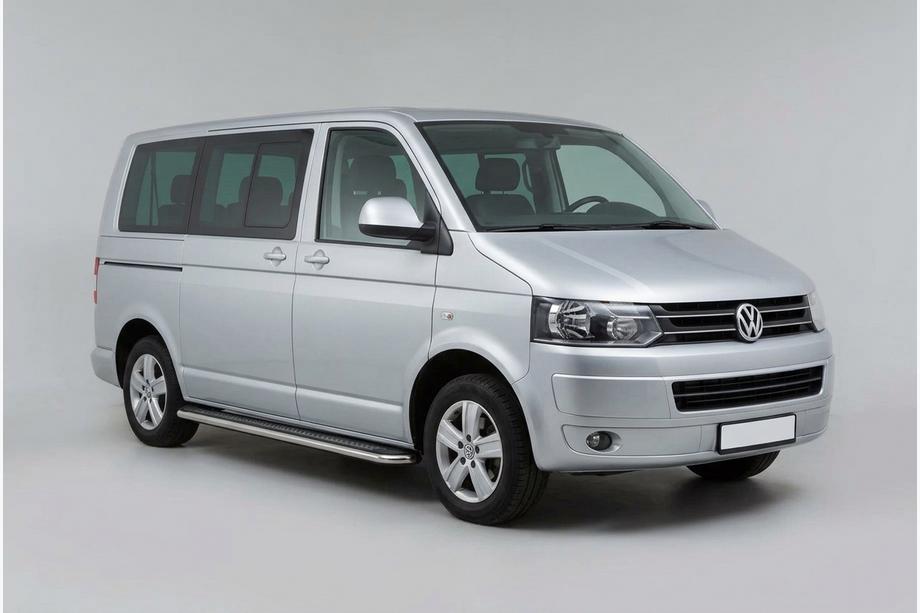 Volkswagen T5 2010–2015 Boční prahy Maydos V2 (2 ks, hliník ↗ nerez) Pouze pro krátký rozvor Image