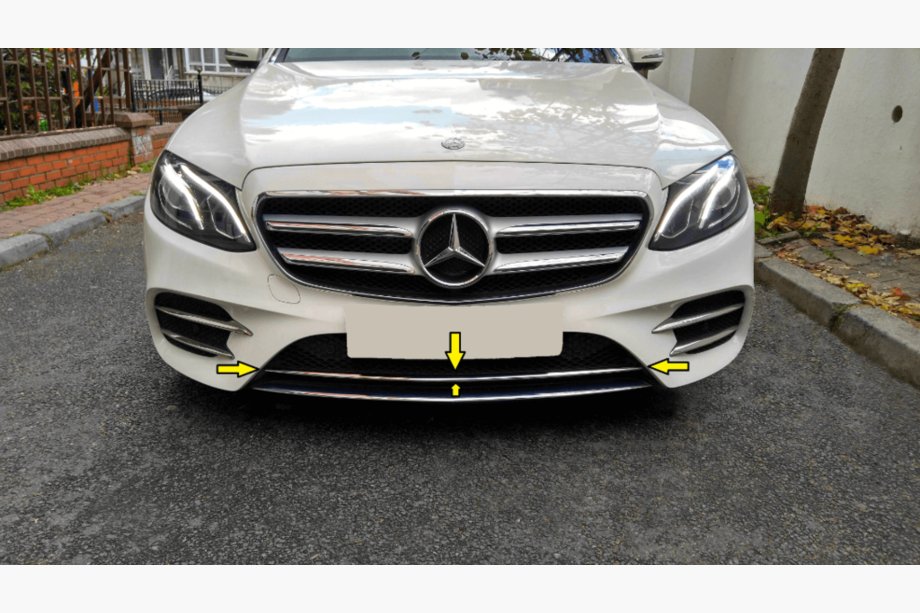 Mercedes E-class W213 2016–2023 Chromová lišta na přední nárazník 2016-2019 (nerez) Image