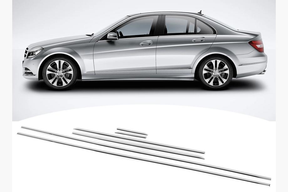 Mercedes C-class W204 2007–2015 Nerezové kryty okenních lišt (6 ks) Fotografie 2
