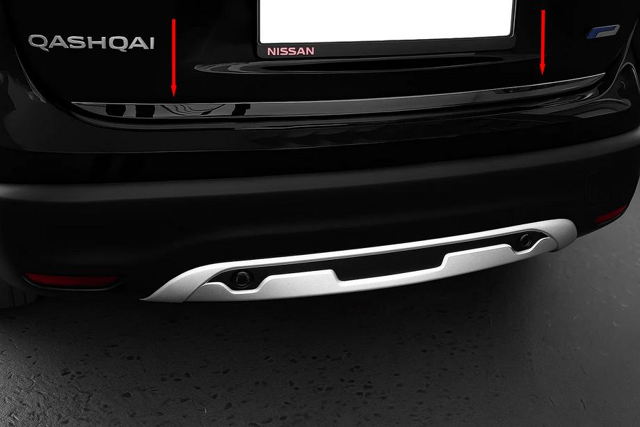 Nissan Qashqai 2014–2021 Lišta hrany kufru Černý chrom (nerez) Image