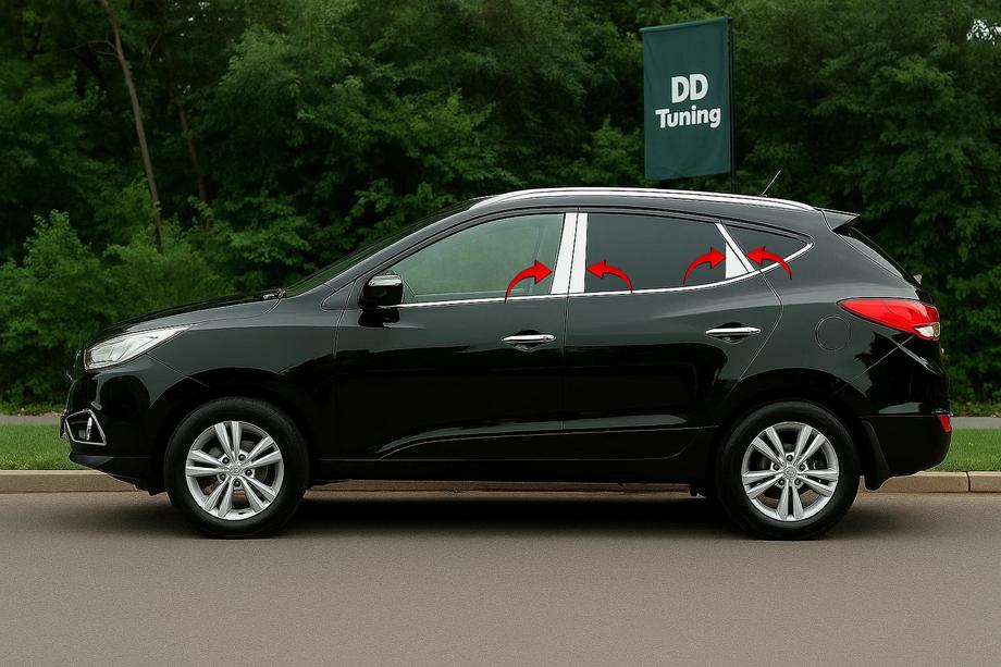 Hyundai IX-35 2010–2015 Nerezové lišty sloupků dveří (8 ks) Image