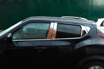 Nissan Juke 2010–2019 Lišty na sloupky dveří (8 ks, nerez) fotografie 1
