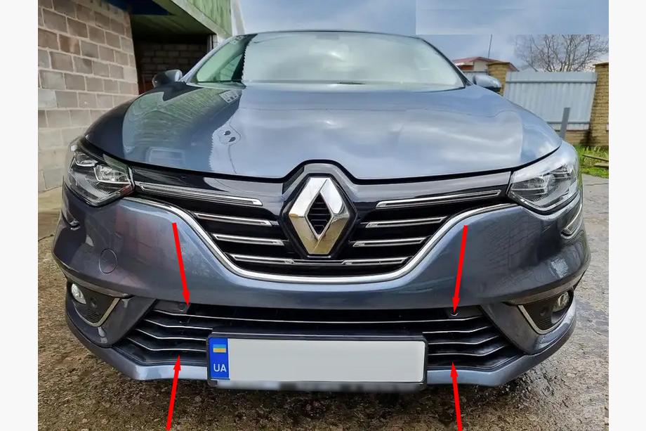 Renault Megane IV 2016–2025 Chromované ochranné lišty na nárazník 2016-2021 (7 ks, nerez) Image