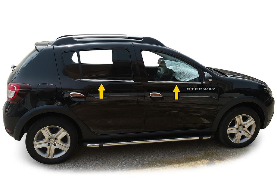 Dacia Sandero 2013–2020 Okenní lišty (nerez) OmsaLine – italská nerezová ocel Image
