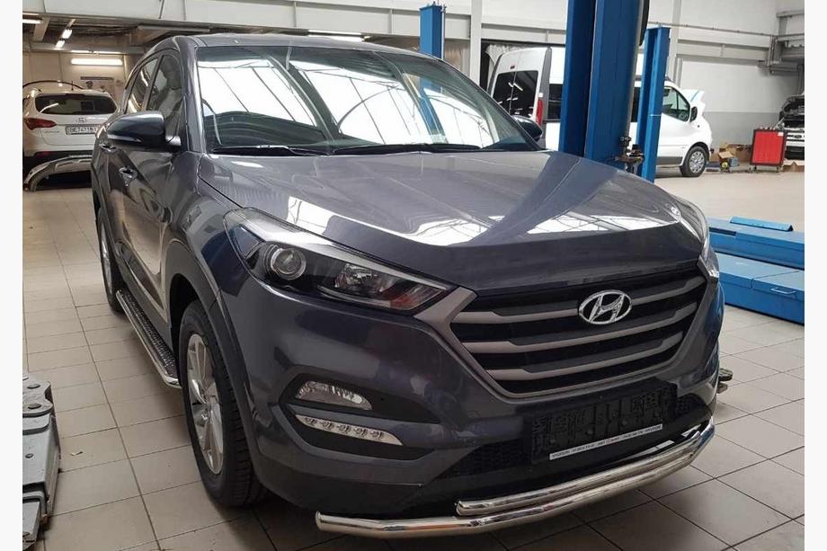 Hyundai Tucson TL 2016–2021 Přední ochranný rám ST014 (nerez) Průměr trubky d60/42 Fotografie 2
