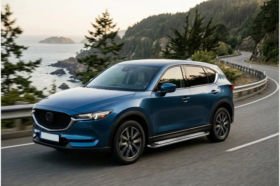 Mazda CX-5 2017–2025 Boční prahy Maydos V2 (2 ks, hliník ↗ nerez) Image