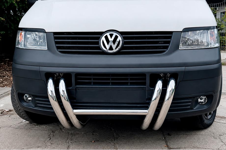 Volkswagen T5 Transporter 2003–2010 Přední ochranný rám ST006-03 „nízdr y“ (nerez) Fotografie 3